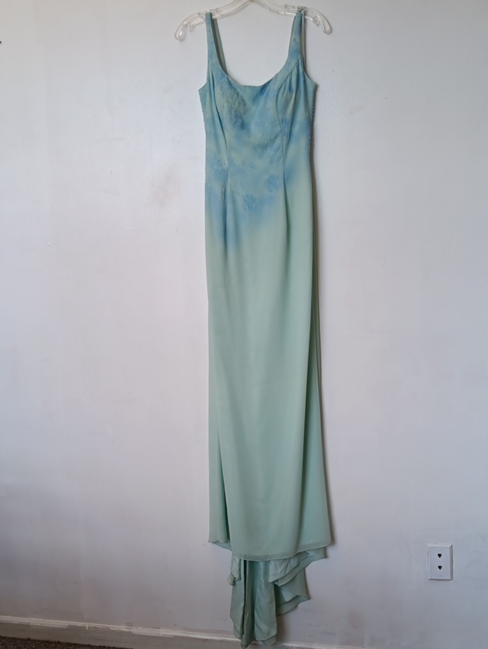 Riva Designs Seafoam to Sky Ombre High-Low Slip Dress